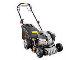 Tagliaerba a propulsione automatica semovente con ampiezza di taglio di 400mm. Rasaerba con motore a scoppio 145cc 3KW OHV 4 tempi. Tosaerba con telaio metallico e trituratore per funzione mulching.