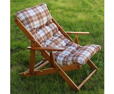 Poltrona Sedia Sdraio Relax 3 Posizioni in Legno Pieghevole Cuscino Imbottito H 100 CM Colore Come Foto (Marrone)