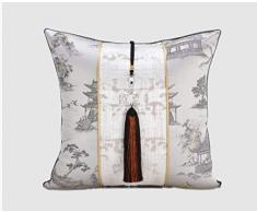 Fodera per Cuscino Federa Decorativa in Metallo con Cucitura A Padiglione di Lusso Grigio Chiaro + Beige 45 X 45 CM Senza Nucleo