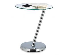 Relaxdays Tavolino da Salotto, da caffè in Vetro e Metallo Cromato, Rotondo, H x L x P: 52 x 45 x 45 cm, Argento, 1 pz