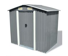 vidaXL Capanno per Attrezzi Rimessa da Giardino Moderna Robusta Resistente Casetta per Esterni Ventilato in Metallo Grigio 204x132x186 cm