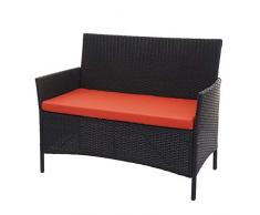 Mendler Serie Halden per lesterno Divano Sofa 2 posti polyrattan Antracite con Cuscino Arancione