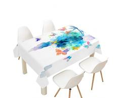 Hearda Tovaglia Antimacchia Rettangolare, Tovaglia da Tavolo Stampata Farfalla 3D Moderna Impermeabile per Decorazione Tavola da Pranzo Cucina Giardino Bar (Farfalla dinchiostro,100x140cm)