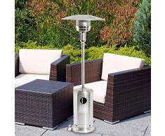 Sohler Deluxe Portatile 13000W Acciaio Inox Metallo Argento da Esterno Ruote Giardino Balcone Fuoco Bbq Fossa Griglia Gas Patio Riscaldamento Gratuito Regolatore Tower 13Kw con Ruote