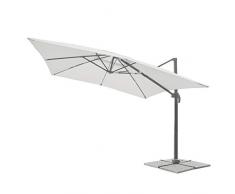 Danieli | Ombrellone da Giardino 3x4 | Robusto Palo Decentrato Grigio | Telo Anti UV Panna con Camino Antivento in Poliestere Water Resistent | Ombrellone da Esterno Per Bar, Terrazzo e Balcone