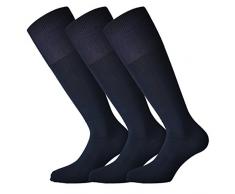 Fontana Calze, 6 paia di calze lunghe in caldo cotone elasticizzate confortevoli e rinforzate su punta e tallone. Prodotto Italiano. BLU 39/41