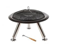 point-garden – Braciere in Acciaio Inox con griglia Cuscino, Diametro 74 cm