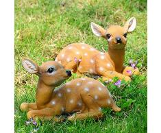 2Pcs Sika Cervo Statua Scultura Ornamenti Modello Animale Artigianato Decorazione Giardino Esterno Ornamento Statue Animali Resina Cervo Scultura