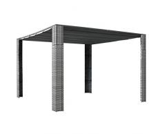 N/O Goditi Lo Shopping con Gazebo con Tetto in Polyrattan 300x300x200cm Grigio e Crema
