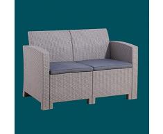 Zhuowei Divano Lounge polyrattan Salotto Giardino Set Divano mobili da Giardino Divano Panca Rattan polyrattan Divano da Giardino Elementi espandibili - in/Outdoor Chaise Longue polyrattan,Grigio
