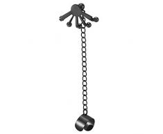 1 Pezzi Uomo Donna Nero Cuff e Rastrello Artiglio Orecchini a Cerchio con Palla Catena Collegamento Chain, Acciaio