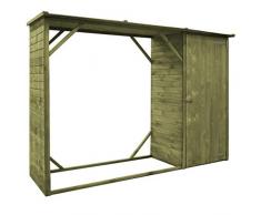 Festnight Capanno per Attrezzi e Legna da Giardino Esterno in Legno Massello di Pino FSC,Casetta per Attrezzi e Legna da Giardino Esterno in Legno,Capanno da Giardino,Capanno per Legna 253x80x170cm