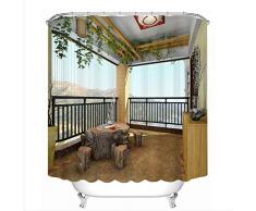 YLXINGMU Tenda da Doccia 3D Balcone Tenda da Doccia Stampa Digitale Decorazione Bagno Impermeabile Materiale di Protezione Ambientale in Poliestere 120Cm(W)×180Cm(H)