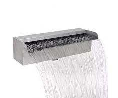 Tidyard Fontana a Cascata da Giardino per Lagnetto e Piscina in Acciaio Inox 30 cm/60 cm/120 cm,Cascata da Giardino in Acciaio Inossidabile,Fontana da Giardino,Fontana Laghetto,Cascata Laghetto