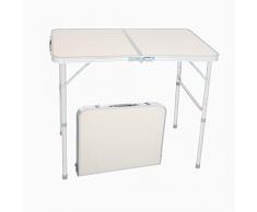 Tavolino da campeggio pieghevole in alluminio, tavolino in alluminio per caravan, giardino e barbecue; trasportabile all’esterno e regolabile, 90 x 60 x 70 cm