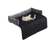 OKYUK Letto per cani, Letto per cani lavabile a mano, Cestino per cani, Coperta per cani, Divano per cani, Copridivano, Super morbido antiscivolo, Cane di taglia grande (75 x 75cm, Nero Grigio)