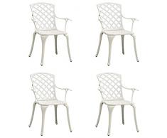 vidaXL Sedie da Giardino 4 pz in Alluminio Pressofuso Bianco