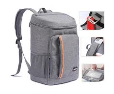 QINGLOU Zaino Termico Frigo 25L, Borsa Termica Porta Pranzo Borsa Frigo Borsa della Spesa Isoterma, Grande Frigo Termico per PIC-nic/Allaperto/Barbecue/Campeggio/Eventi Sportivi (Grigio)