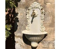 chemin_de_campagne - Fontana da giardino da parete, in ghisa, 61 x 39 x 19 cm, colore: Bianco