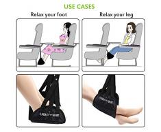 UBAYEE Poggiapiedi Volo, Amaca Piedi da Viaggio per Aereo, Pieghevole, Portatile, Regolabile, Previene Indolenzimento e Gonfiore - Nero