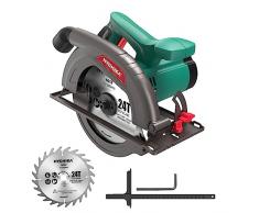 Sega Circolare, 1300W 4500RPM HYCHIKA 185mm Sega Legno Circolare, Motore ad alta Potenza, Profondità di taglio 65 mm (90º), 45 mm (45º), Interruttore di Sicurezza, Aspirazione della Polvere