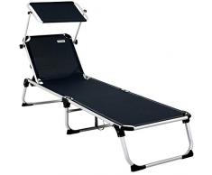 CASARIA Lettino Mare Prendisole Alluminio Tettuccio Sdraio Pieghevole Spiaggia Piscina 210 cm-150kg