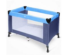 Leogreen - Lettino viaggio, Trasportabile, Box Per La Sicurezza Dei Bambini, Standard CE, richiudibile, Blu Cielo/Blu Marino, Dimensioni letto disteso: 125 x 76 x 65 cm, Peso: 8,84 kg