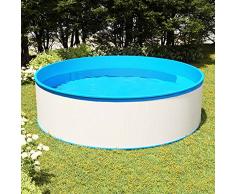 vidaXL Piscina Fuori Terra Vasca da Giardino Robusta Resistente Famiglia Divertimento Acqua 350x90 cm Bianca Struttura in Acciaio e PVC