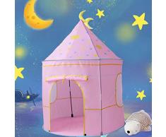 Tenda da Gioco Castello da Principessa per Ragazze e Bambini, Casetta dei Giochi per Interni ed Esterni, Tenda Portatile, Regalo per Bambini, Rosa
