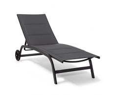 blumfeldt Sedia a Sdraio, Lettino Prendisole con Schienale Regolabile, Sdraio da Giardino con Struttura in Alluminio, Lounger con Corpertura Impermeabile, con Rotelle, tipo: Limala, Nero