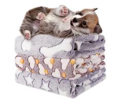 3 Pezzi Coperta per Cani Gatto Durevole Lavabile Soffice Tappetino per Dormire Morbida con Vello di Corallo Coperte per Cane Gatti con Disegno di Stampa Carino per Animali Piccola Media Larga