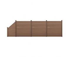 neu.holz Steccato per Giardino Staccionata Recinzione WPC 183 x 625 cm Rettangolare e Inclinato Marrone