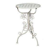 TAVOLINO D`APPOGGIO Flora | Ø 32 cm, Ferro, Bianco Antico | Tavolo Vintage, Shabby Chic
