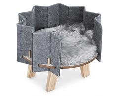 Navaris Cuccia Pelosa per Gatti Cani Ø41x32cm - Divanetto Lettino Gatto Cane con Cuscino Peluche Caldo - Poltrona Morbida Rilassante - Letto Morbido