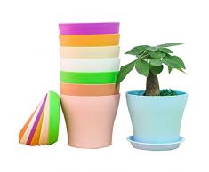 XIAOMAOMAO 8 Pezzi Vaso di Fiori balcone Colorati vasi in Plastica per Fiori, per Arredo Casa, Giardinaggio, Vasi da Fiori per Interni con Pallet (14cm)