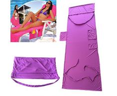 bestomz – Sedia a sdraio cuscino sdraio da giardino, fodera in spugna Lettino per telo da spiaggia con tasche laterali (Viola)
