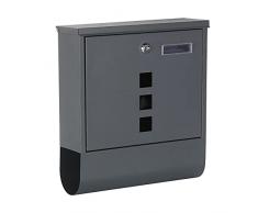 FP-TECH - CASSETTA POSTALE DELLA POSTA DA PARETE GIORNALI CON FINESTRA TARGHETTA SERRATURA CON CILINDRO E COPERTURA (Antracite - 30.5x33.5x9.6)