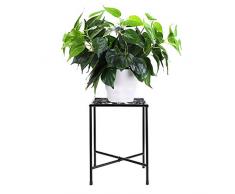 SUMTree Sgabello vintage per piante in ferro, scalette per fiori, scaffale da giardino, mensola per piante, decorazione per balconi, cortili, giardini (nero, quadrato)