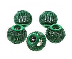 Perle metallo intrecciato palline Graticcio 12 mm (5 pezzi) e Verde mela, cod. SKU012835