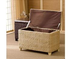 ZZFF Panchina Poufa di Stoccaggio in Rattan Ottomano,Handmade Sgabello di Stoccaggio,fine della Panca Letto,Sgabello A Poggiapiedi in Vimini,Scatola di Stoccaggio dei Giocattoli,Pouf in Pelle