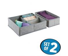 mDesign Organizer Armadio - Contenitore Portaoggetti in Stoffa - Scatola per vestiti, giocattoli, lenzuola, utensili, accessori e molto altro - Colore: grigio