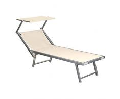 Totò Piccinni Salento Lettino Prendisole Pieghevole in Alluminio con TETTUCCIO mare spiaggia piscina giardino (Beige)