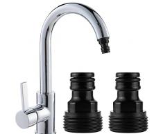 Adattatore Rubinetto Canna Acqua Raccordo Tubo Acqua per Giardino Plastica Attacco Rapido Acqua 3/4 Filettatura Esterna Adattatore Presa Rubinetto per Tubo Irrigazione Cucina 2 Pz (Plastica)