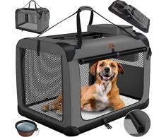 Lovpet® Trasportino per Cani - Box per Cani Pieghevole incl. Borsa per Il Trasporto e Ciotola - M 60x42x42cm - Cani e Gatti - casetta per Il Trasporto di Animali Domestici, Antracite