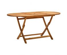 VidaXL Tavolo da giardino pieghevole, 160 x 85 x 75 cm, in legno di acacia massiccia