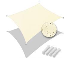 VOUNOT Vela Ombreggiante Rettangolare 3x2 m, Tenda da Sole per Esterno, Impermeabile Protezione UV, Tenda a Vela per Giardino, Balcone, Terrazza, Beige