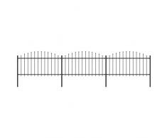 Lechnical Recinzione Giardino Punta a Lancia (1,25-1,5) x5,1m Acciaio Nera,Recinzione da Giardino,Pannello Recinzione per Esterni,Barriera da Giardino
