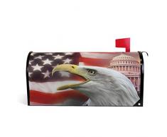 Wamika - Cassetta postale magnetica, motivo: aquila calva, bandiera americana Patriotica USA, cassetta postale per giardino, cortile, decorazione per la casa, dimensioni standard 53 cm (lunghezza) x 1