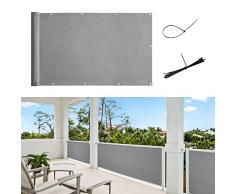 PONY DANCE Panelli per Recinzioni 75x600 cm Grigio - Frangivista Baclone con Occhielli Impermeabile Protezione Privacy per Recinzione Giardino Copri Ringhiera Balcone Esterno