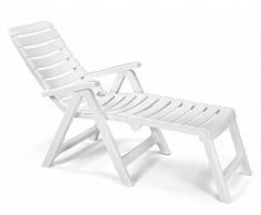 Ideapiu Poltrona con PROLUNGA in Resina Bianco, POLTRONE Pieghevoli da Giardino, Poltrona TRASFORMABILE in Lettino